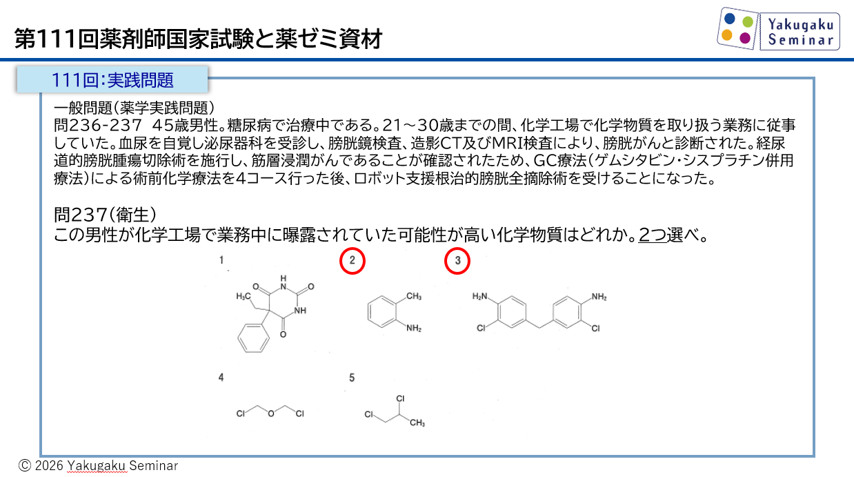 薬ゼミ　直前講座　白問　111回 コラム｜第111回薬剤師国家試験｜薬ゼミ模試・やまかけ・直前講座との